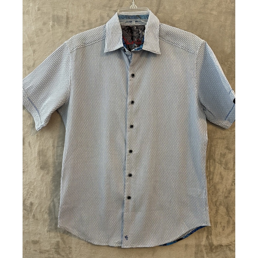 Robert Graham Shirt Mens Small Classic Fit Short Sleeve Embroidered Pattern